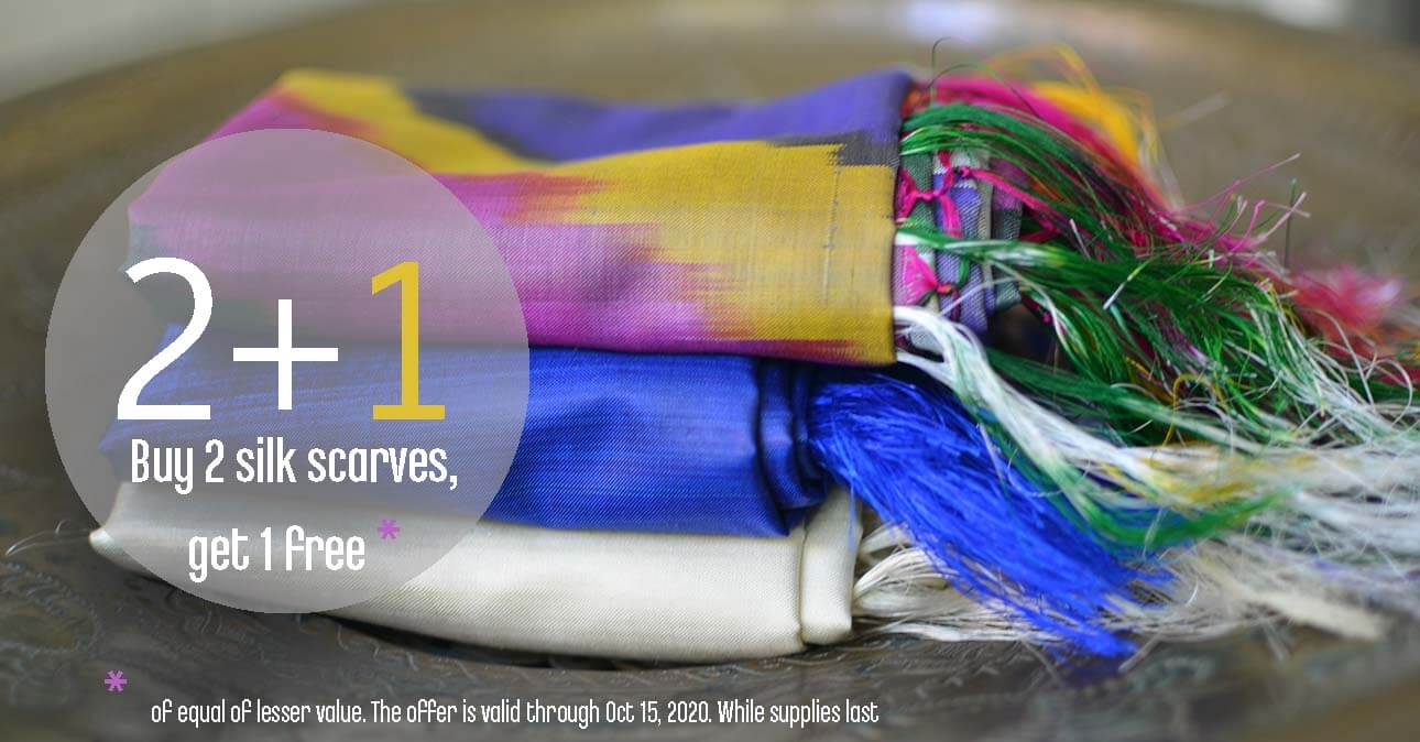 Silk ikat scarves sales campaign Fall 2020
