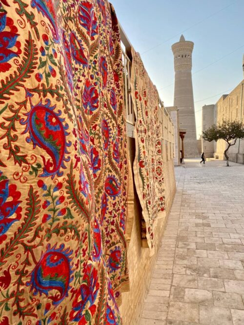 Suzani embroidery designed by Miran streets of Bukhara