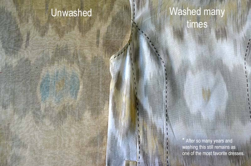 Comparison of unwashed and washed ikat fabrics