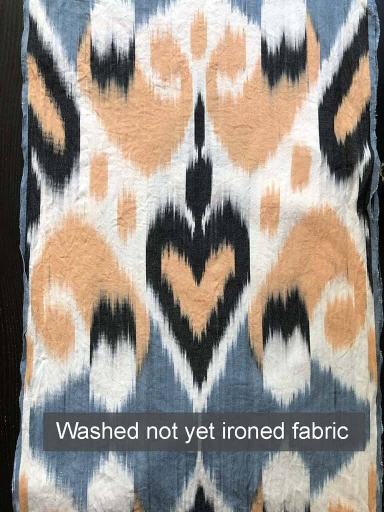 Washed but not yet ironed cotton ikat table runner