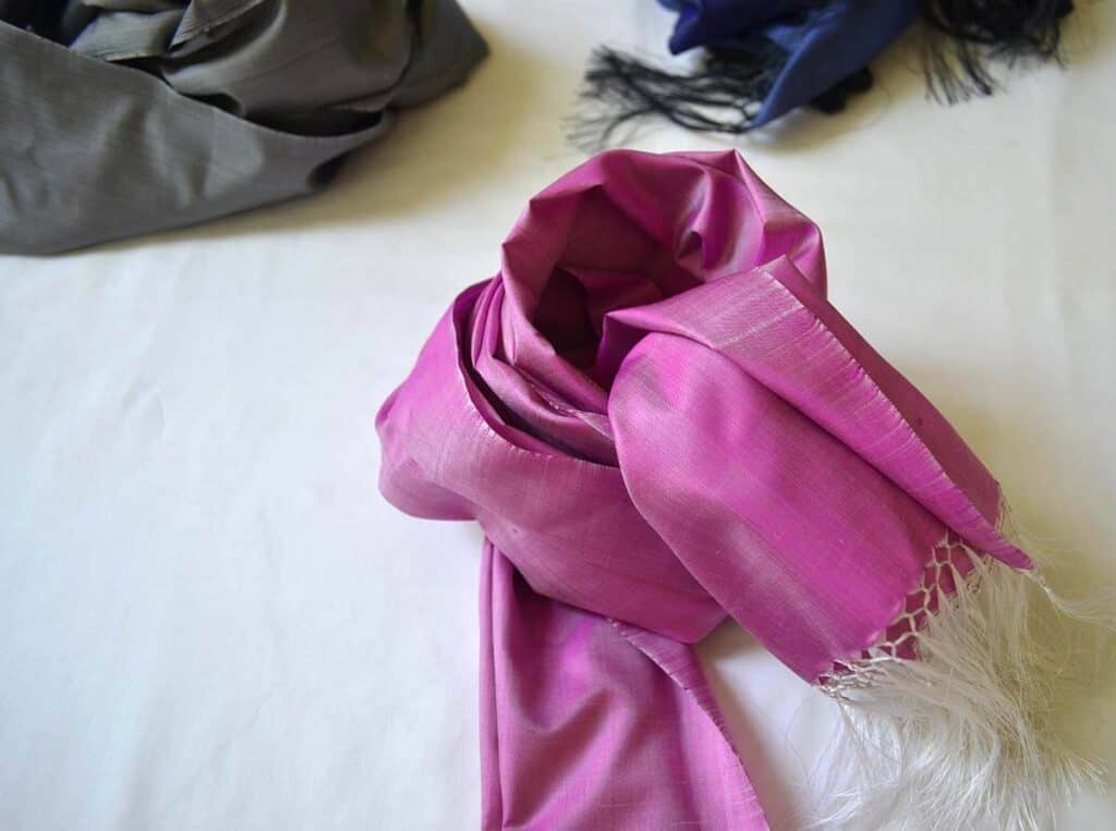 Solid silk long rectangular scarf